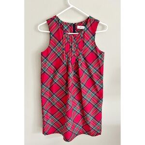 Vineyard Vines red holiday plaid tartan taffeta sleeveless dress NWT 12